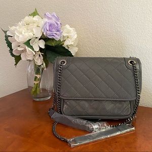 SALE｜Gray Quilted Leather Chain Convertible Crossbody Shoulder Bag